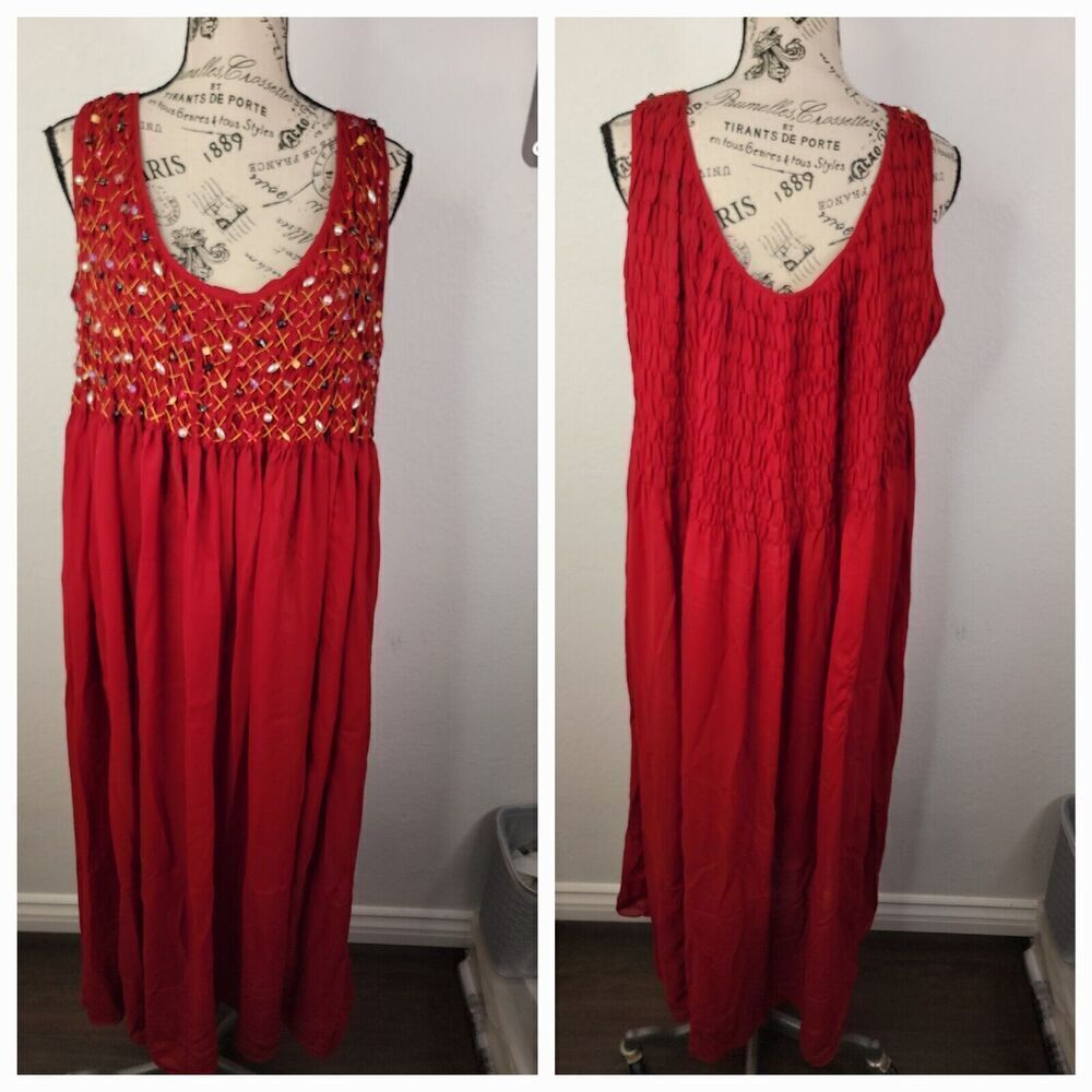 Victoria Secret Maxi Dress Sz L Embellished Satin Burgundy Fairy VTG Gold Label